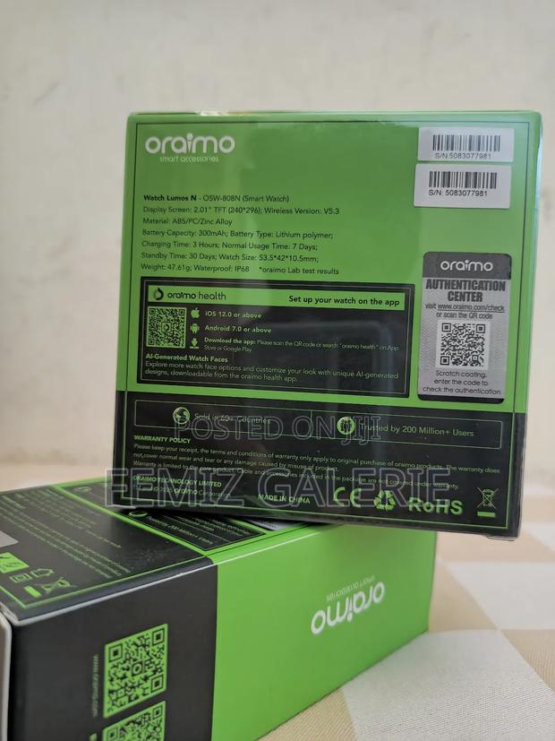 Oraimo Watch Lumos N 2.01'' Hd Display Ip68 Smart Watch · Photo 2