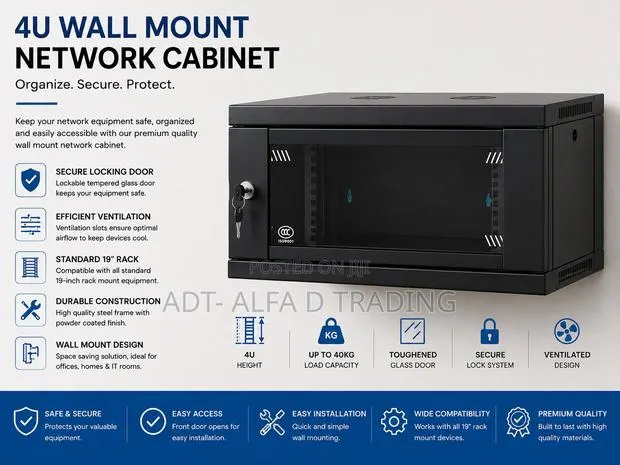 4u Wall Mount Network Cabinet With Fan Pdu · Photo 1