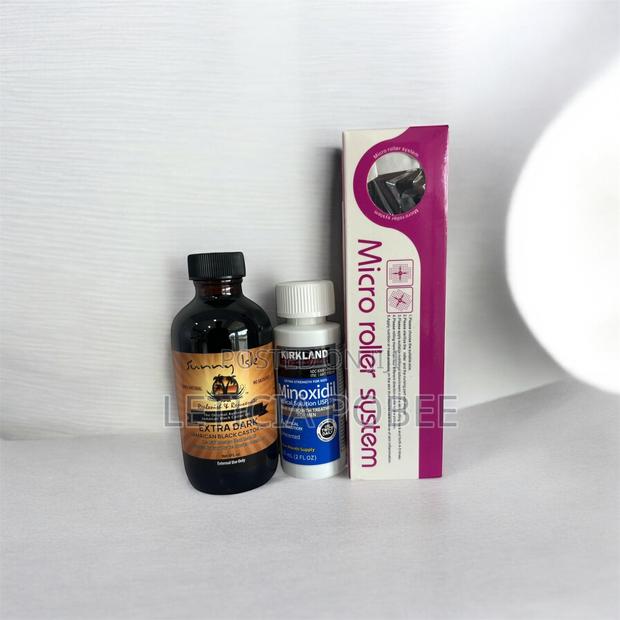 Ultimate Hair Regrowth Trio – Minoxidil + Derma Roller + Castor Oil” · Photo 1