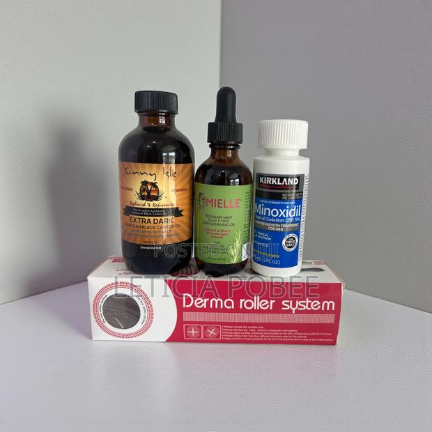 Complete Hairgrowth Recoverykit Dermaroller+Minoxidil+Castor+Mielle Oi · Photo 1