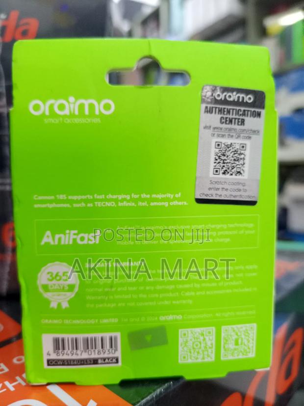 Oraimo 18w Rapid Charger With Cable Ocw-5184u+L53 · Photo 2
