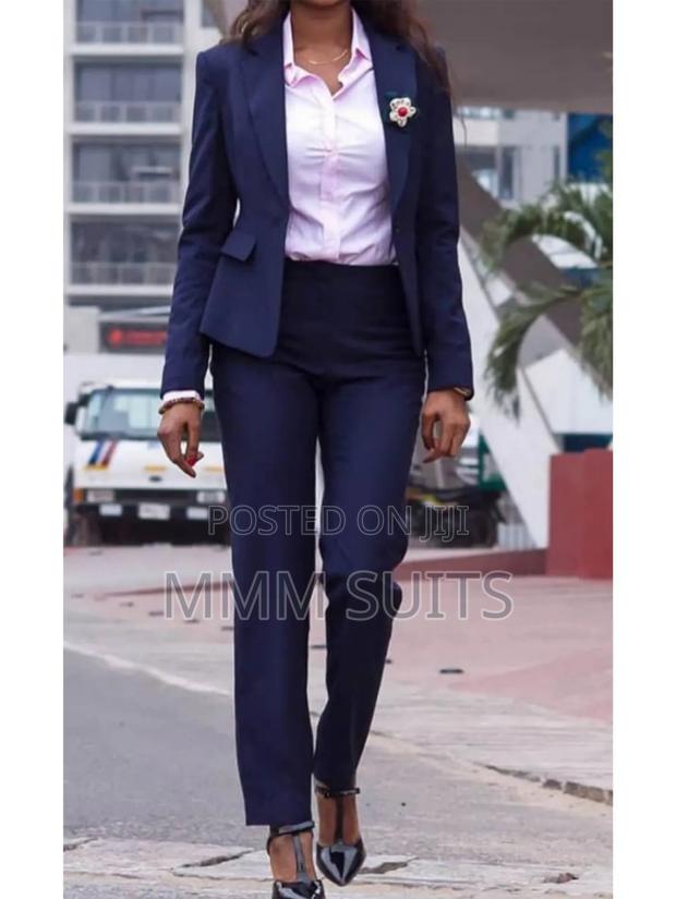 Quality 2-Piece Ladies Official Trousers Suit in Blue-Black · Photo 1