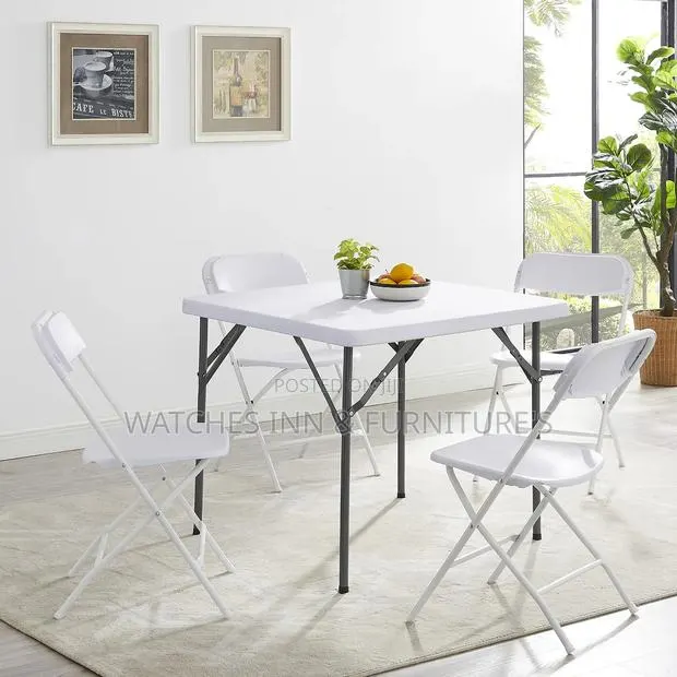 Quality White Table With 4 Chairs ( Foldable ) · Photo 1