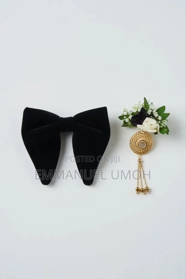 Classic Velvet Butterfly Bow Tie and Beautiful Groom's Boutonniere · Photo 4