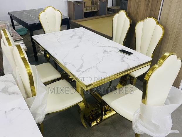Modern Marble Dining Table With 6 Leather Chairs · Photo 2