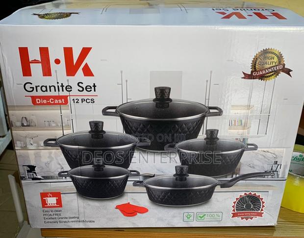Durable H.K. Granite Set (20cm-32cm Casseroles + Fry Pan) · Photo 1