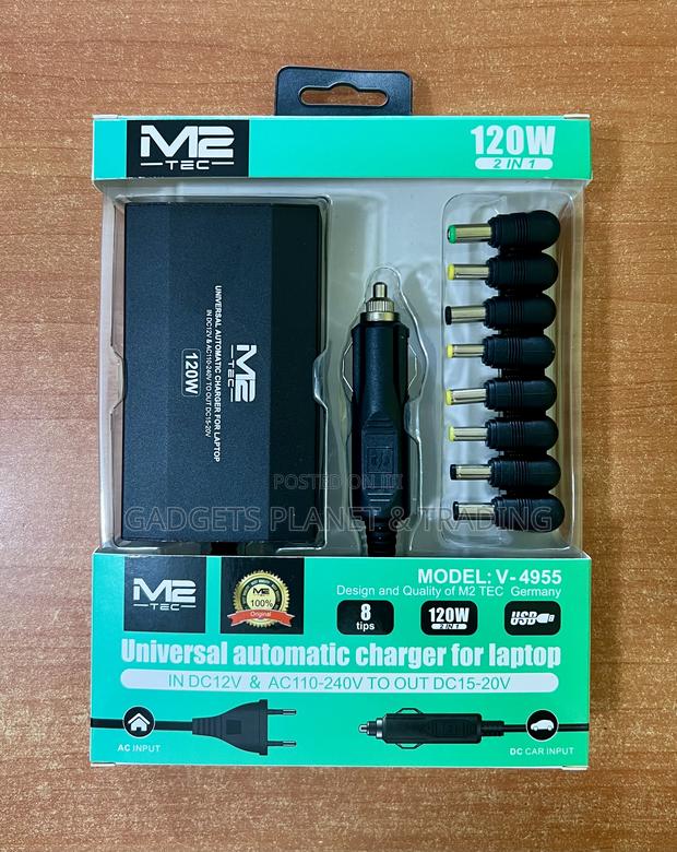 M2 Tec 8tips Universal Automatic Laptop Charger- 120w Car Dc & Wall Ac · Photo 2