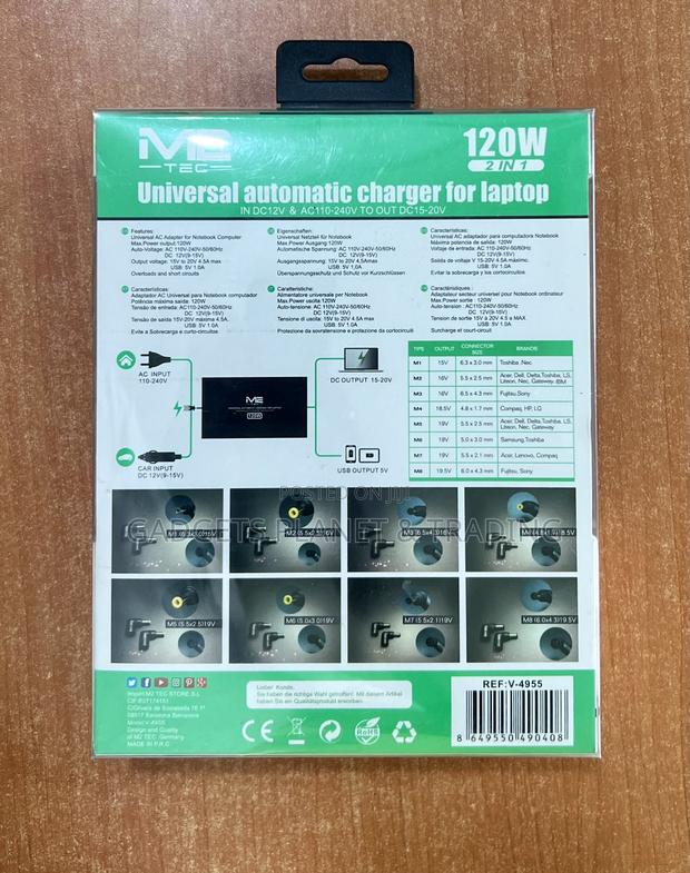 M2 Tec 8tips Universal Automatic Laptop Charger- 120w Car Dc & Wall Ac · Photo 5
