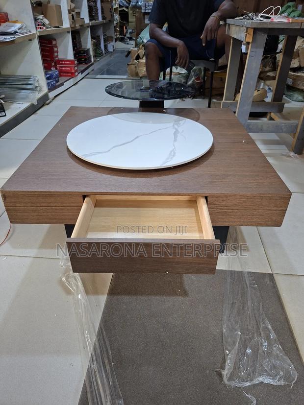 Center Table X Coffee Table With Spinning Marble Top and Glass 90x90cm · Photo 4
