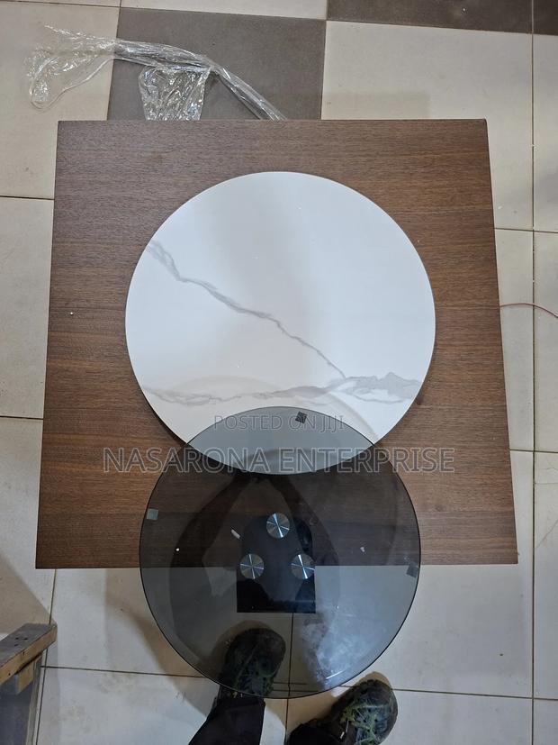 Center Table X Coffee Table With Spinning Marble Top and Glass 90x90cm · Photo 5