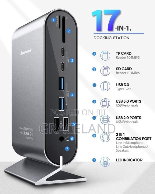 This Original Hiearcool Triple Display 17in1 Docking Station Tower · Photo 1