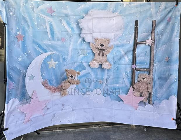 Mehofond Photography Background Dreamy Blue Star Moon Toy Bear · Photo 1