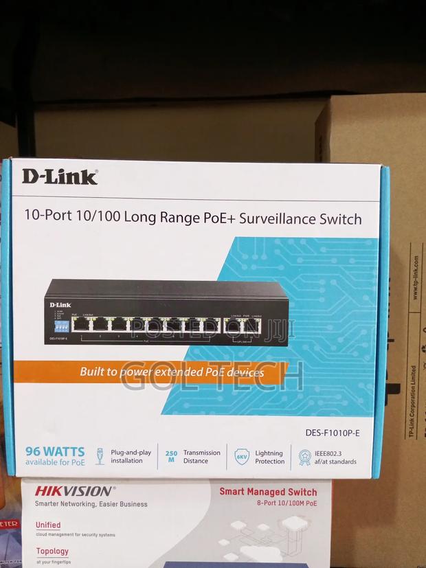 10-port 10/100 Long Range Poe+ Surveillance Switch Des-f1010p-e · Photo 1