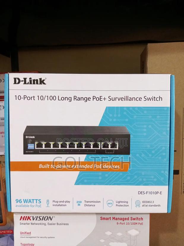 10-port 10/100 Long Range Poe+ Surveillance Switch Des-f1010p-e · Photo 2