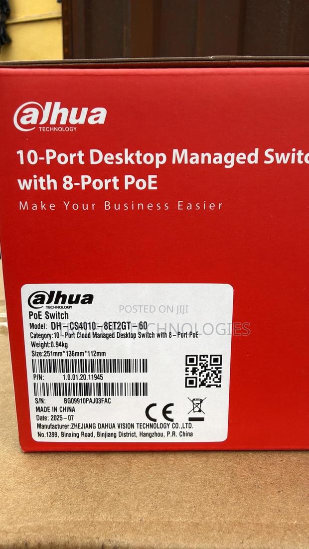 Dahua 8-Port Poe Switch Cs4010-8et2gt-60 10-Port Cloud Managed · Photo 3