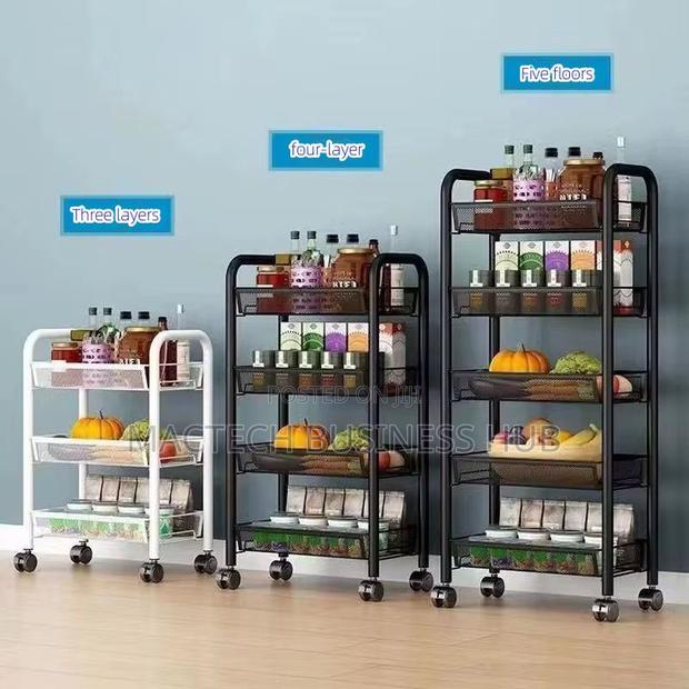 5-Tier Matte Metal Rolling Utility Cart · Photo 1