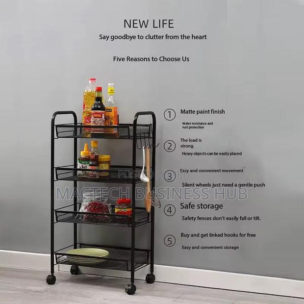 5-Tier Matte Metal Rolling Utility Cart · Photo 2