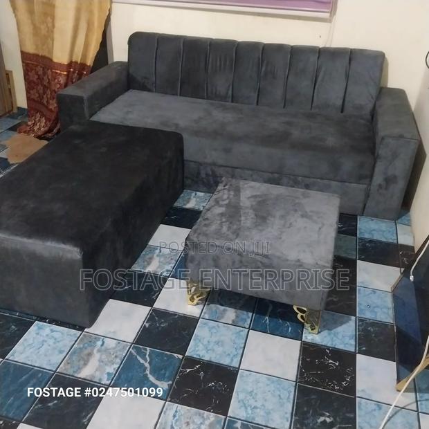 Suede Ash Brand New L Shape Sofa With A Centre Table ,Free Delivery · Photo 1