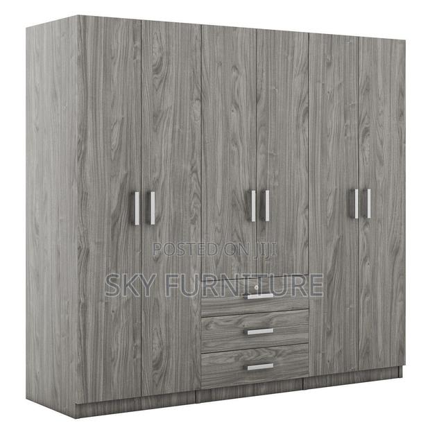 Modern 6-Doors Bedroom Wardrobe With 3 Drawers, Shelves · Photo 1