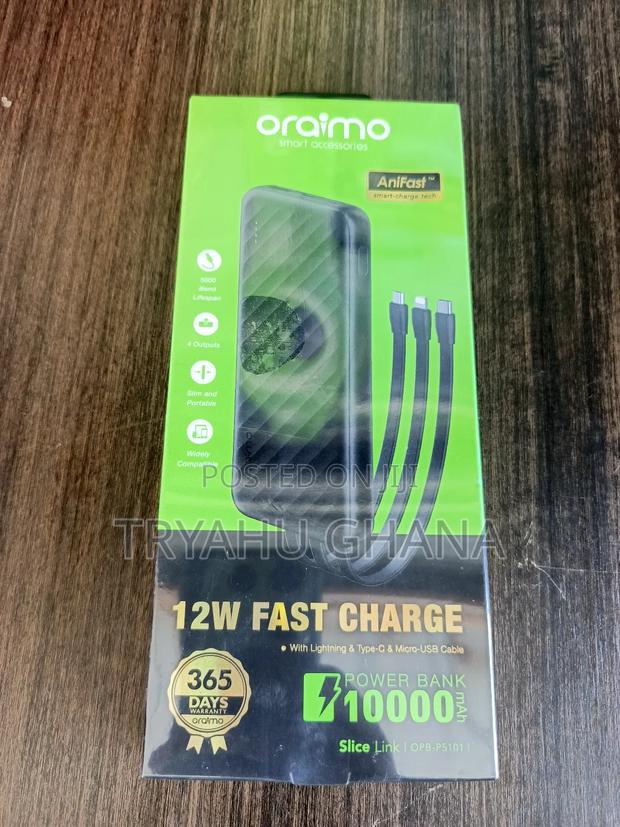 Oraimo Power Bank 10000mah (Opb-5101)– For Phones & Tablets · Photo 1