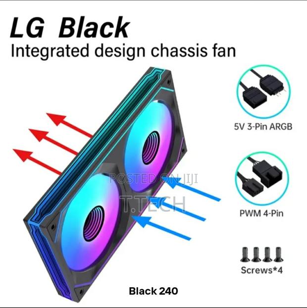 240mm Argb Mirror Case Fan. Black and White · Photo 3
