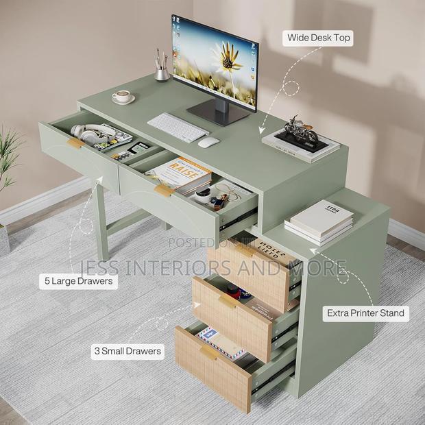 Computer Desk With 5 Drawers · Photo 2