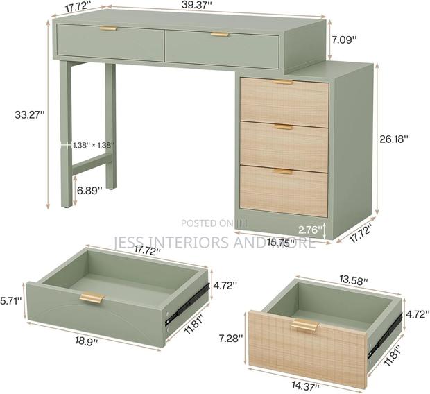 Computer Desk With 5 Drawers · Photo 3