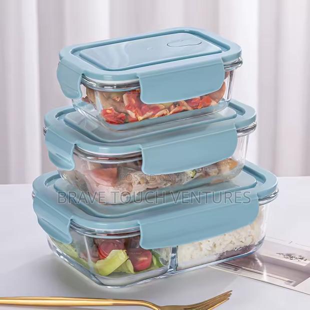 3 Piece Borosilicate Glass Lunch Box Microwave-Safe · Photo 1
