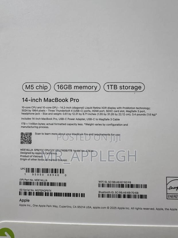 New Laptop Apple MacBook Pro 2025 M5 16GB Apple M5 SSD 1T · Photo 4