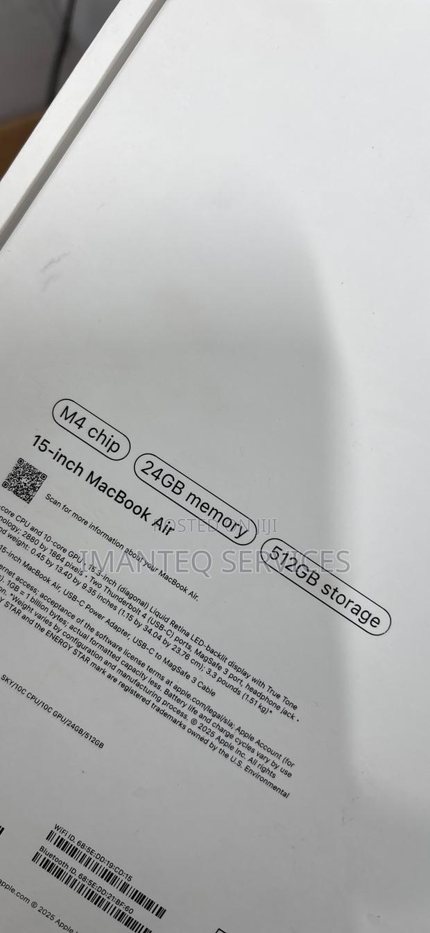 New Laptop Apple MacBook Air 2025 M4 15-inch 24GB Apple M4 SSD 512GB · Photo 3