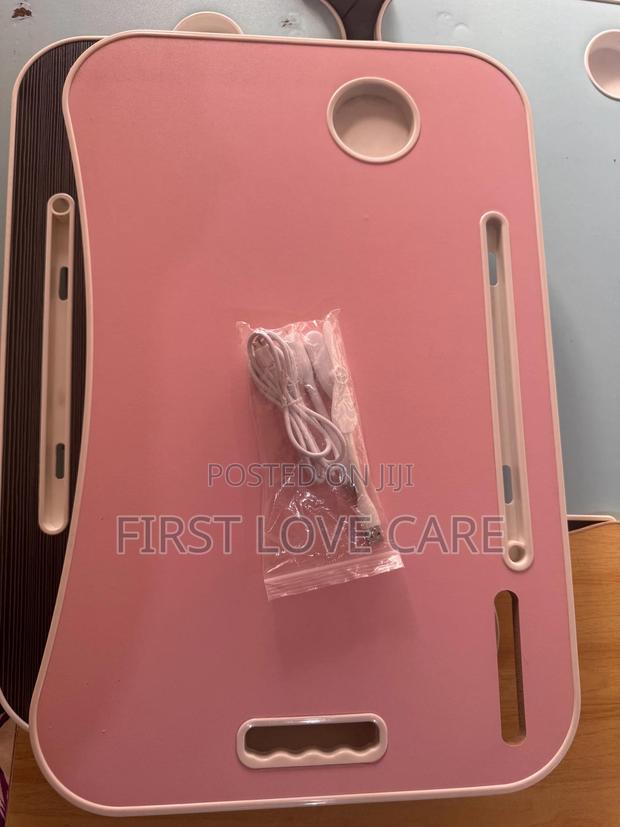 Laptop Table Pink And Black With Lamp, Mini Fan And Mini Power Bank · Photo 1