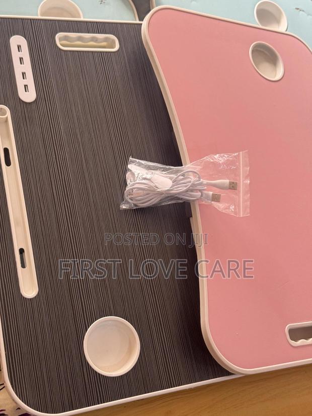 Laptop Table Pink And Black With Lamp, Mini Fan And Mini Power Bank · Photo 6