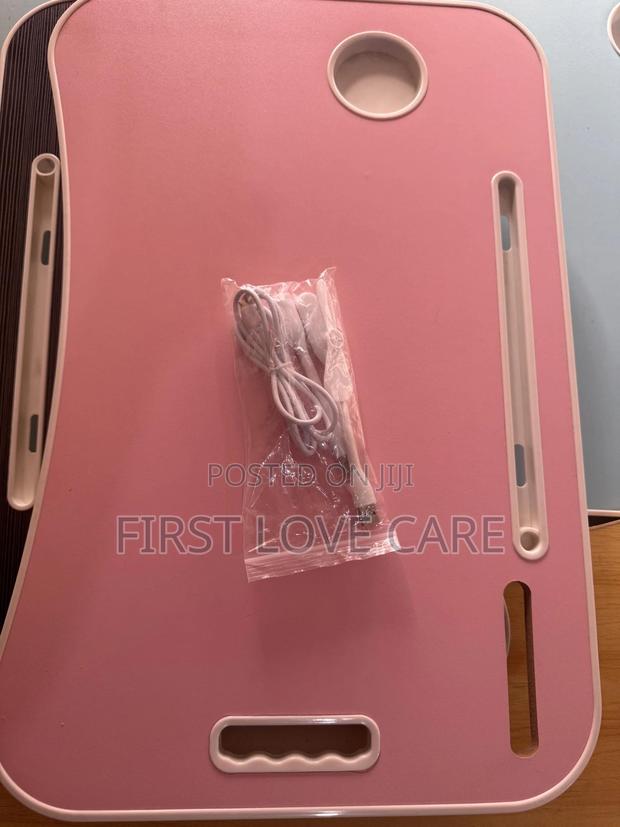 Laptop Table Pink And Black With Lamp, Mini Fan And Mini Power Bank · Photo 7