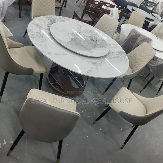Nordic Glam Round Marble Dining Table With a Lazy Susan. (T002-F15) · Photo 1