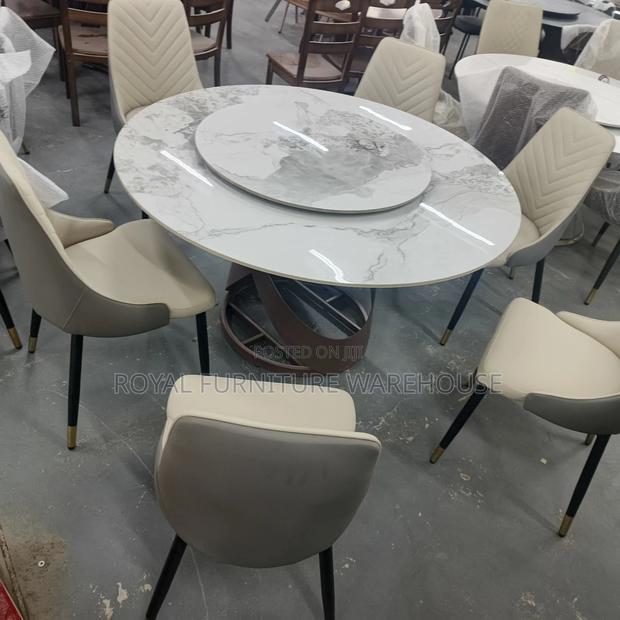 Nordic Glam Round Marble Dining Table With a Lazy Susan. (T002-F15) · Photo 2