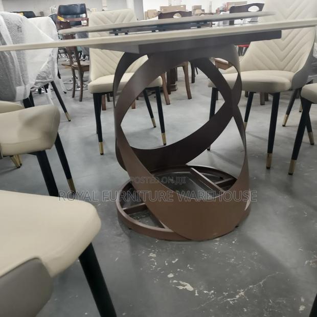 Nordic Glam Round Marble Dining Table With a Lazy Susan. (T002-F15) · Photo 3