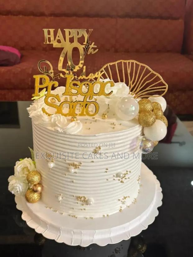 Classy White and Gold Cake for Dad, Order Now · Photo 1