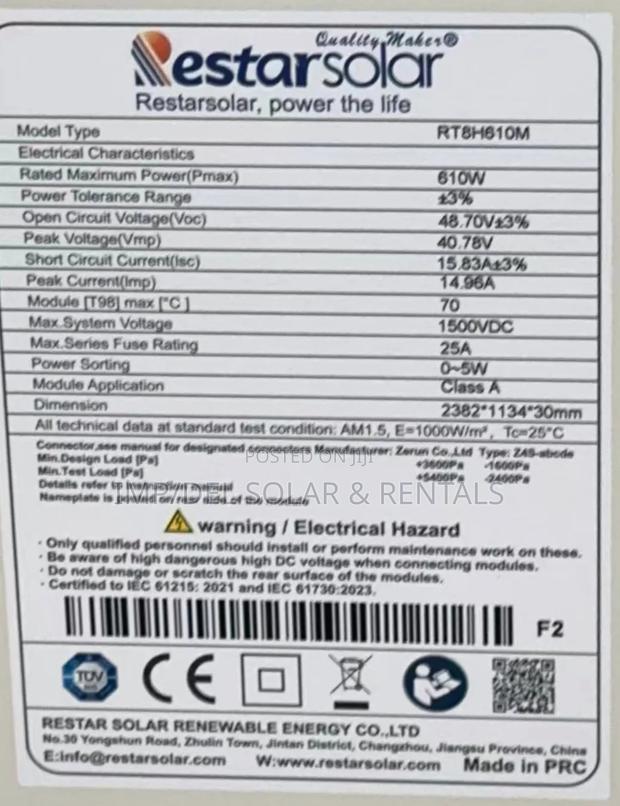 610 Watts Solar Panel Extreme Efficiency · Photo 2