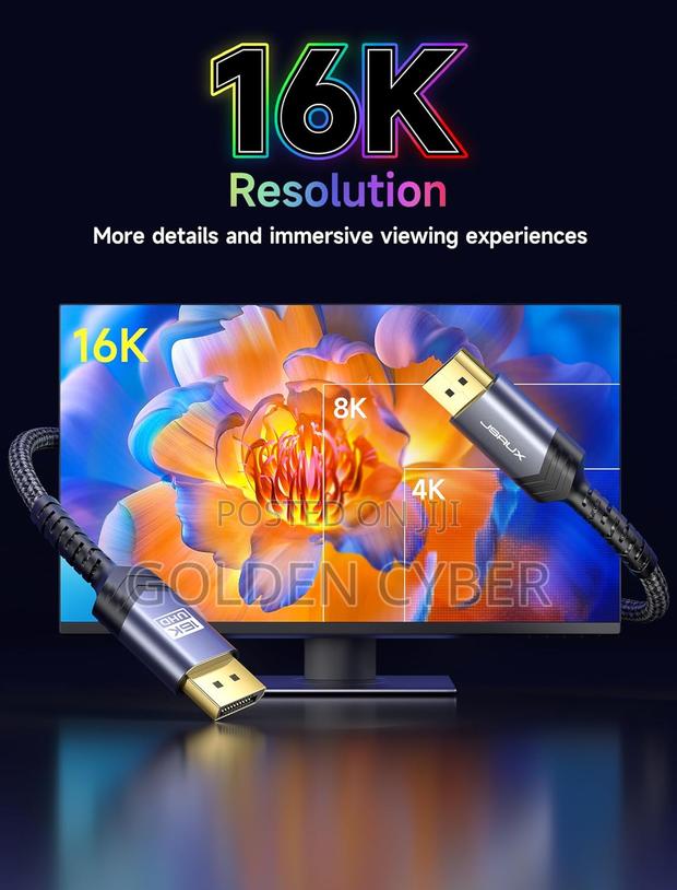 Jsaux Displayport 2.1 Cable - 6.6ft, at 60hz, at 120hz, at 240hz · Photo 3