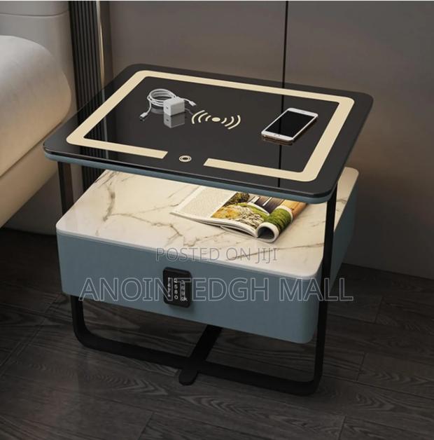 Smart Bedside Table With Wireless Charging And Led Light - Multicolor · Photo 1