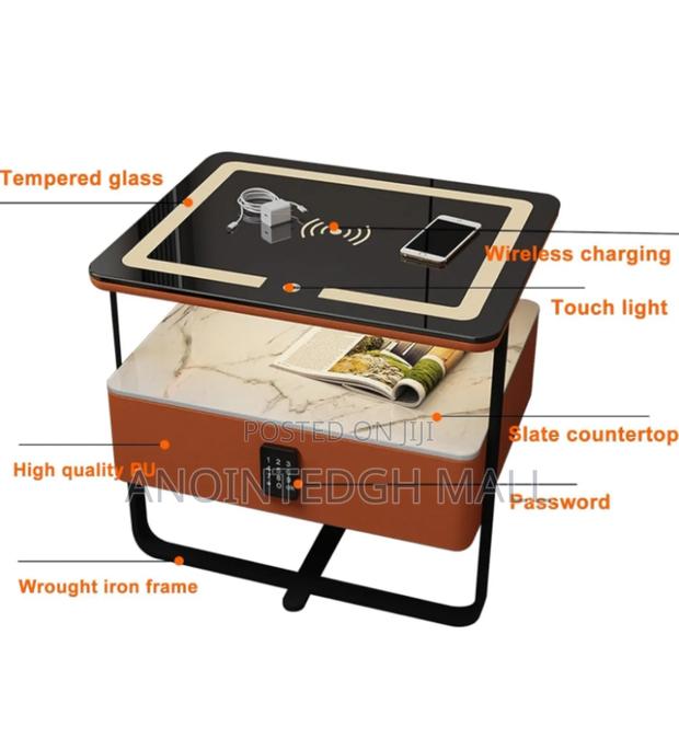 Smart Bedside Table With Wireless Charging And Led Light - Multicolor · Photo 2