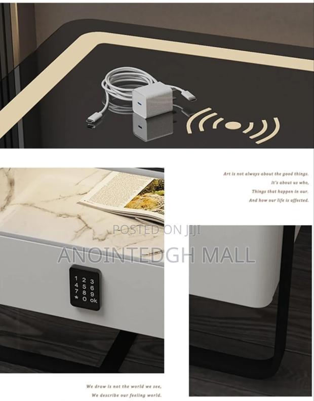 Smart Bedside Table With Wireless Charging And Led Light - Multicolor · Photo 3