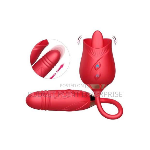 2in1 Rose Licking Tongue Vibrator - Red · Photo 1