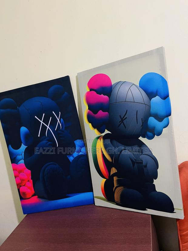 3 Pieces Set Wall Arts Kaws Real Canvas Colourful Frames · Photo 1