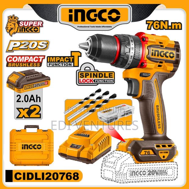 Ingco Cordless Brushless Impact Drill 76nm · Photo 1