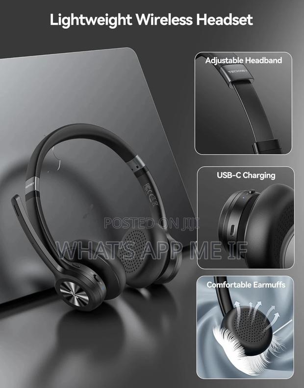 Tecknet Bluetooth Headset Wireless Microphone Noise Canceling, 50h · Photo 3