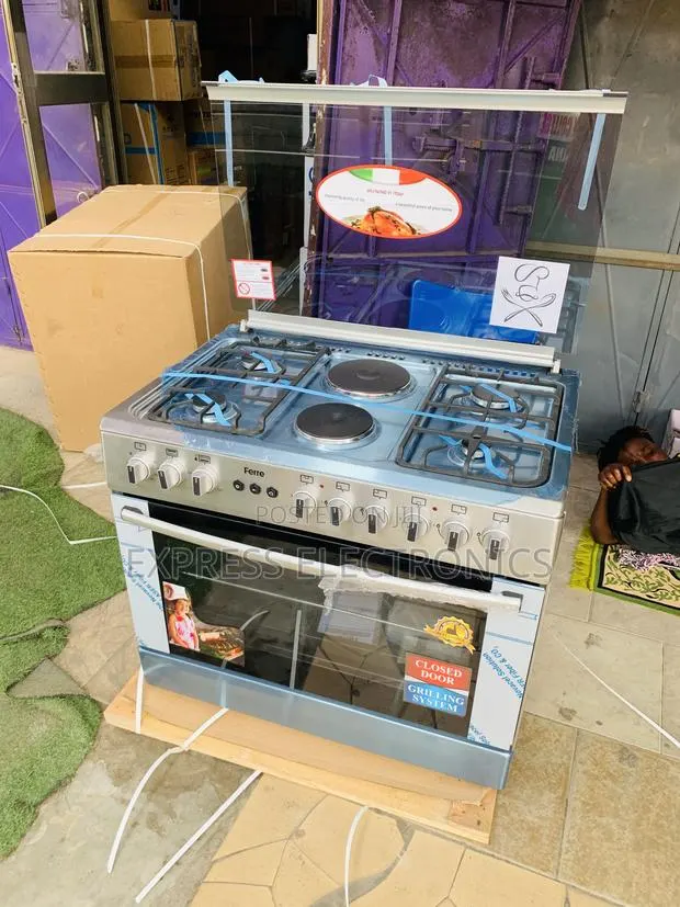 Zealous Sleek 4-2 Stove Gas Electric Ferre 90cm Oven Rotisserie Sliver · Photo 1