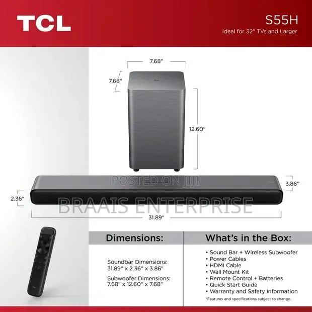 TCL 220w 2.1ch Pro Super Bass Soundbar · Photo 1