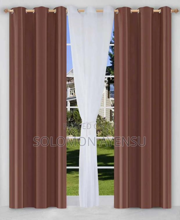 Quality Gold Sunblock Curtains and White Voile Sheer Curtains. · Photo 2