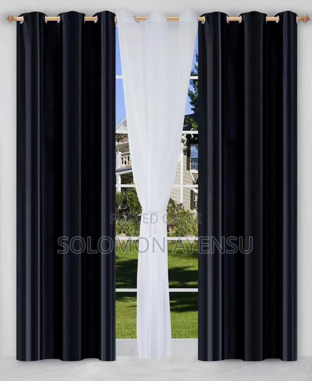Quality Gold Sunblock Curtains and White Voile Sheer Curtains. · Photo 3